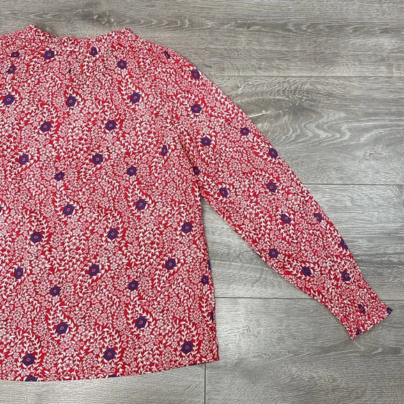 NWOT Talbots Smocked Shoulder Top Red Flowing Branches Long Sleeve XS - Picture 16 of 16